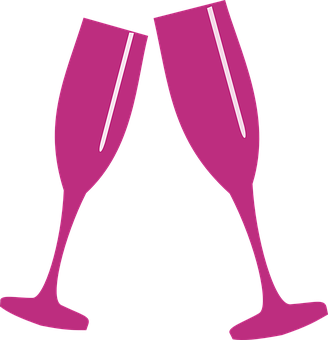 Pink Champagne Glasses Vector PNG Image