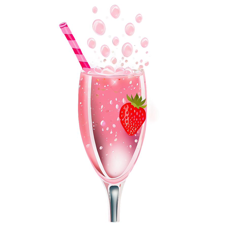 Pink Champagne With Strawberries Png Ffk PNG Image