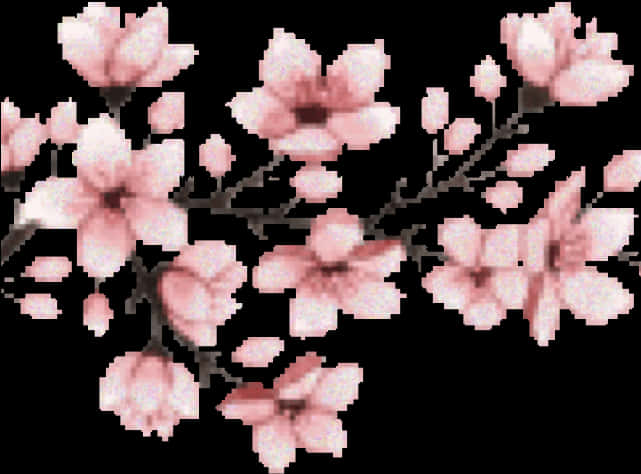 Pink Cherry Blossoms Artistic Representation PNG Image