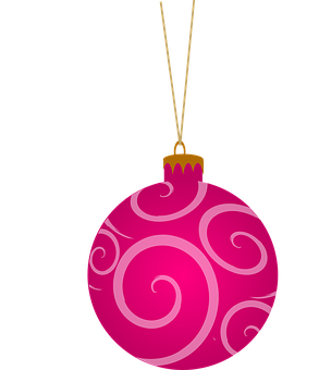 Pink Christmas Ornamentand Snowflakes PNG Image