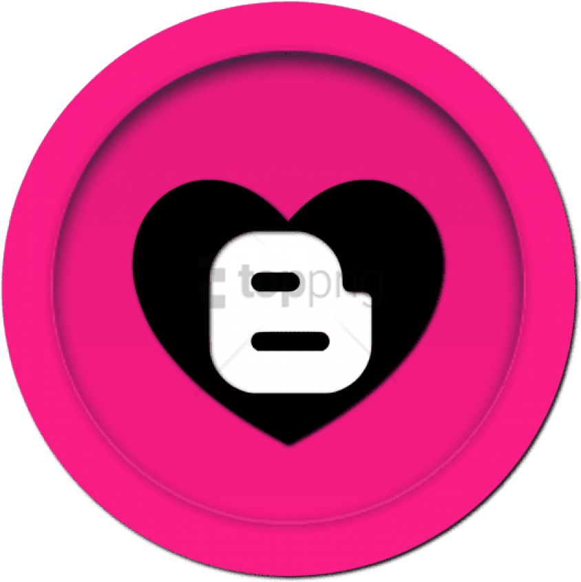 Pink Circle Black Heart Icon PNG Image