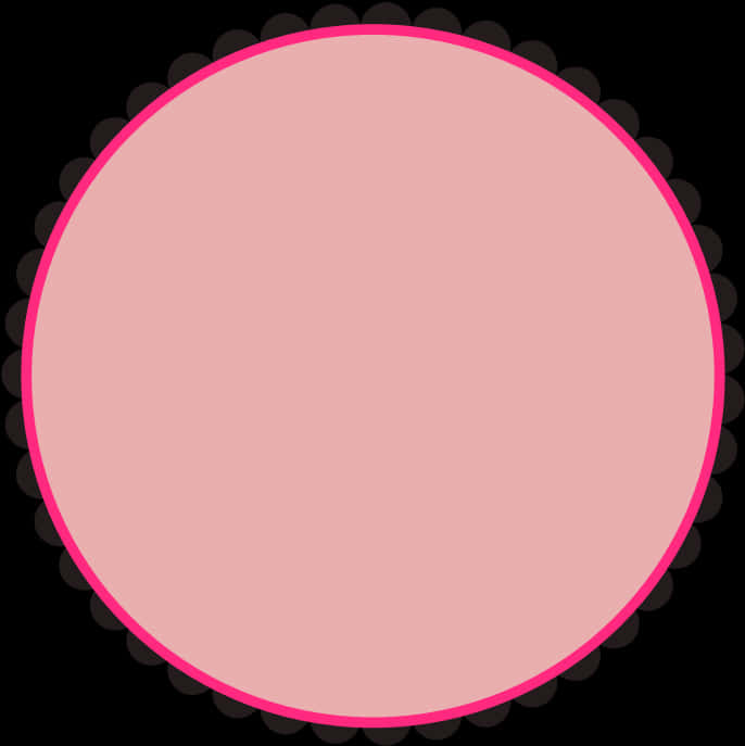 Pink Circle Black Scalloped Edge Frame PNG Image