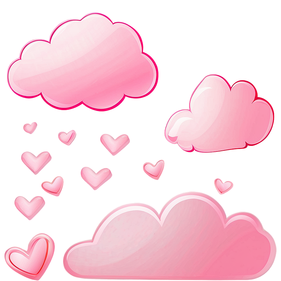 Pink Cloud With Heart Shapes Png Kkb PNG Image