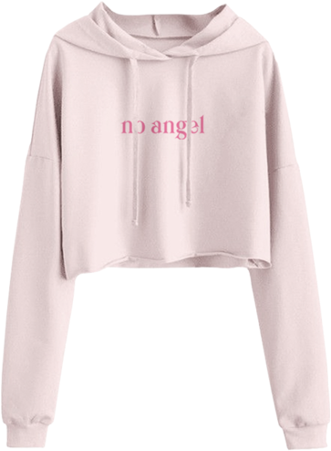 Pink Crop Top Hoodie No Angel Print PNG Image