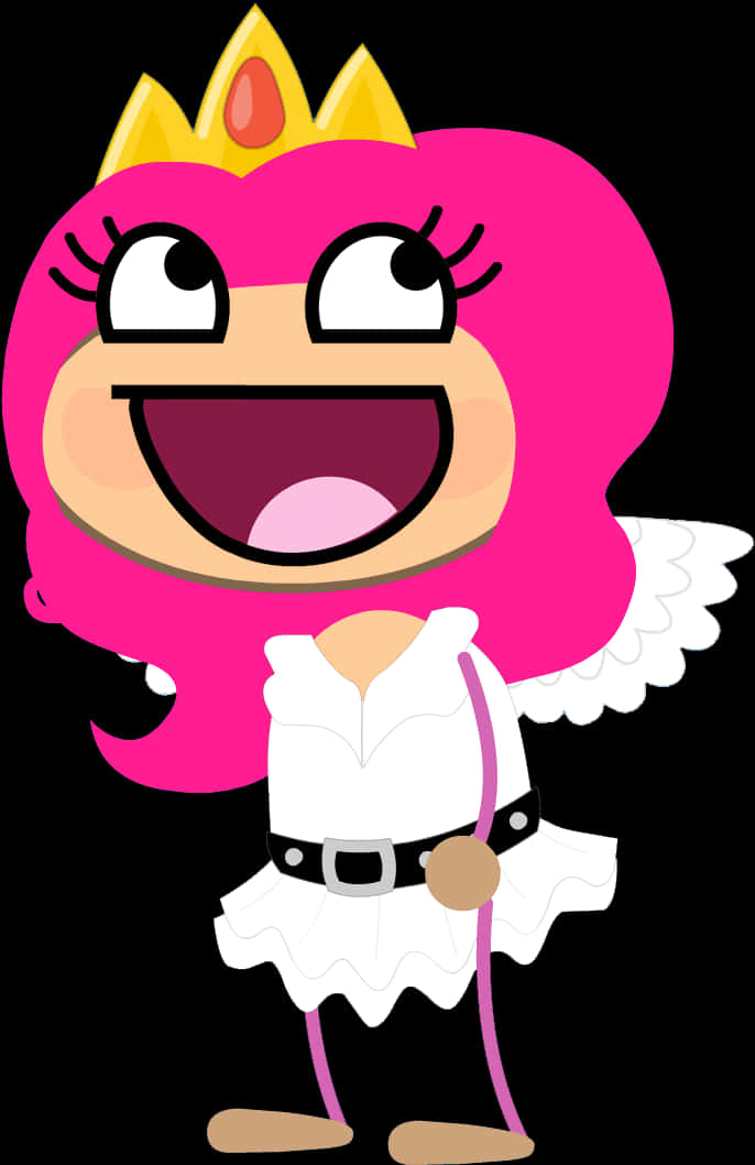 Pink Crowned Cartoon Character PNG Image