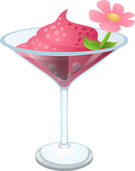 Pink Dessert Cocktail Illustration PNG Image