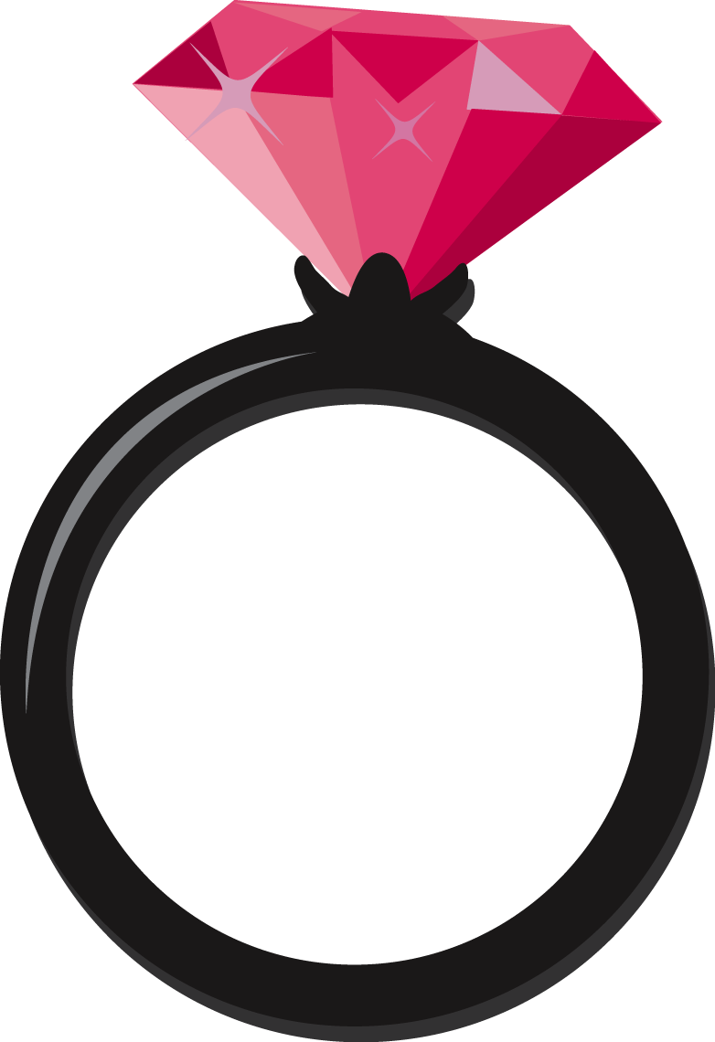 Pink Diamond Engagement Ring Illustration PNG Image