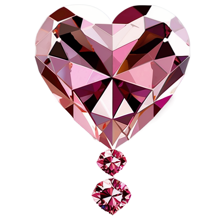 Pink Diamond Heart Elegance Png Aub PNG Image