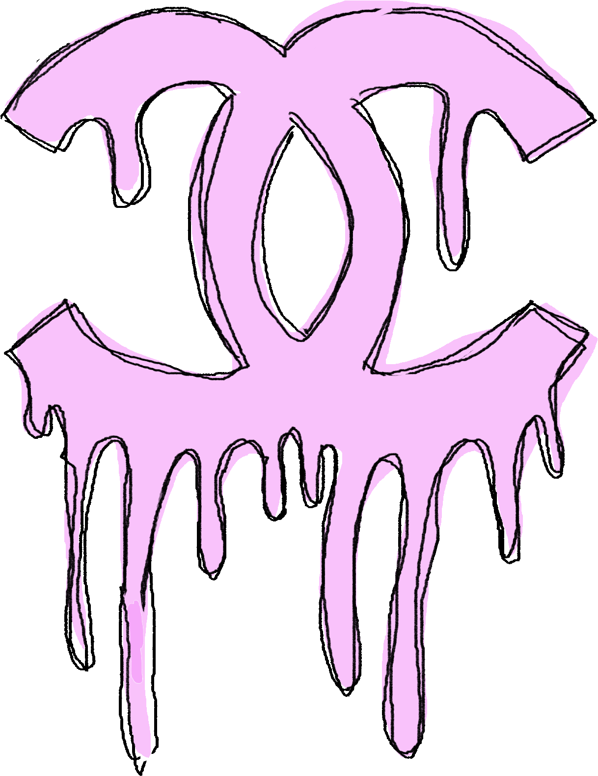 Pink Dripping Biohazard Symbol Grunge Aesthetic.png PNG Image