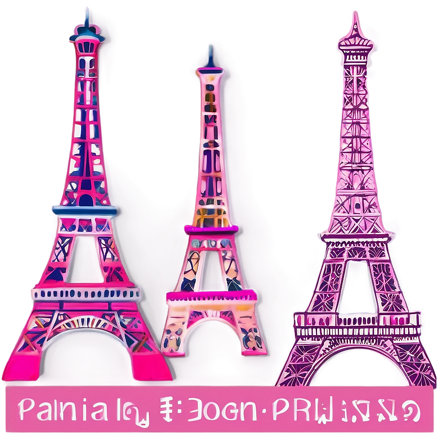 Pink Eiffel Tower Art Png Gbo PNG Image