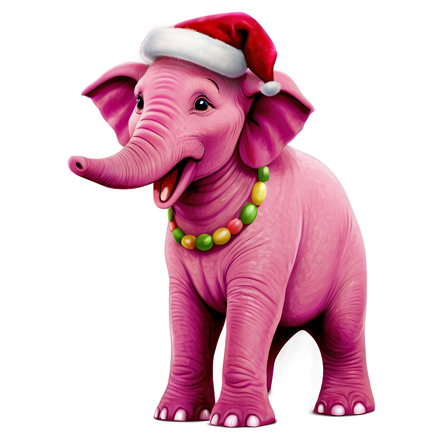 Pink Elephant Celebrating Christmas Png 89 PNG Image