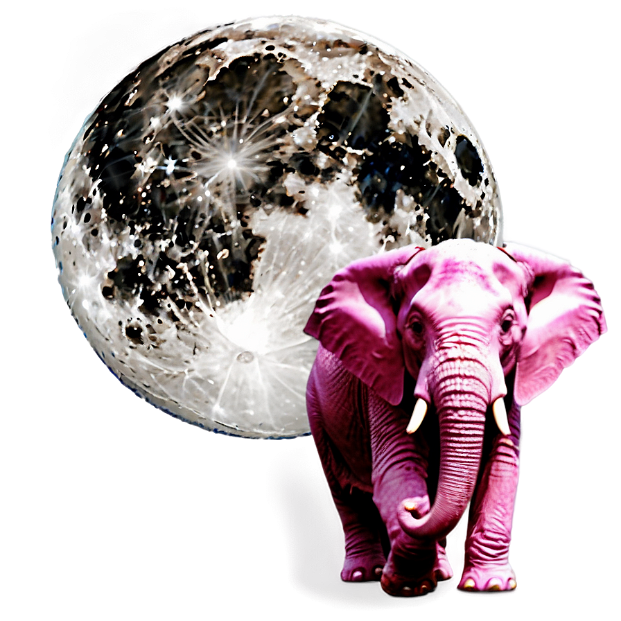 Pink Elephant With Moon Png Dov PNG Image