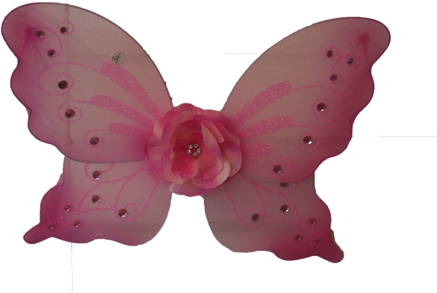 Pink Fairy Wingswith Flower Accent PNG Image