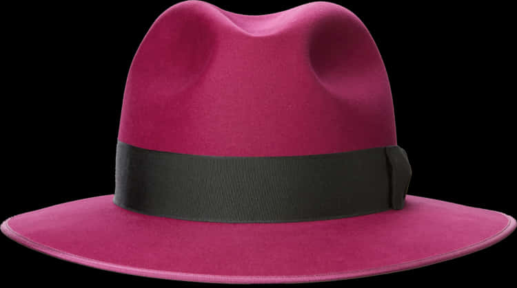 Pink Fedora Hat Black Band PNG Image