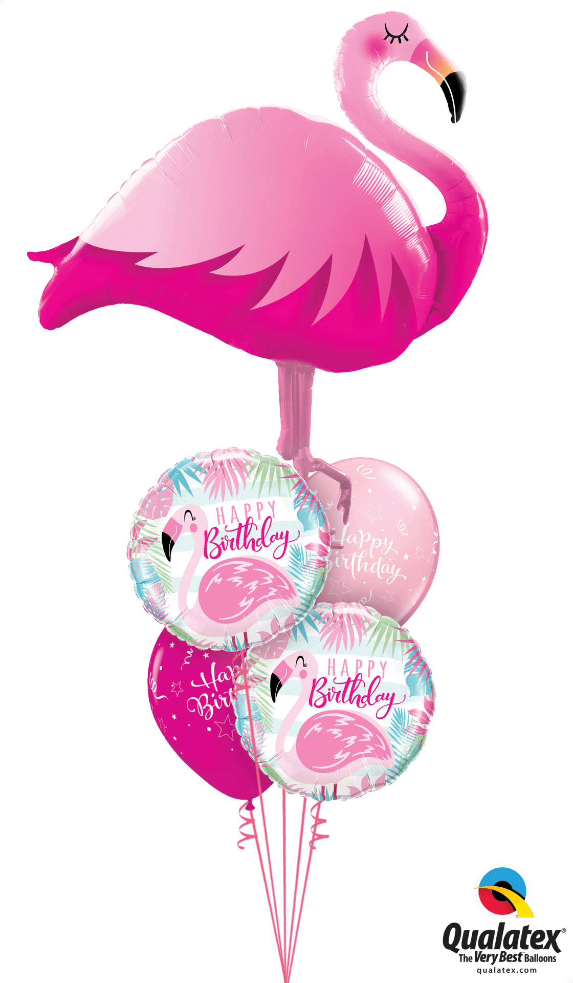 Pink Flamingo Birthday Balloons PNG Image