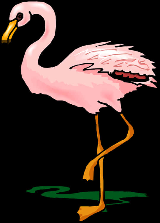 Pink Flamingo Standing One Leg PNG Image