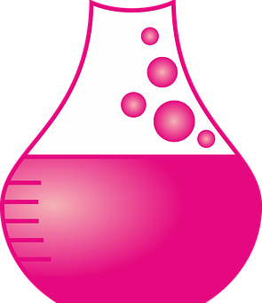 Pink Flask Bubbles Vector PNG Image