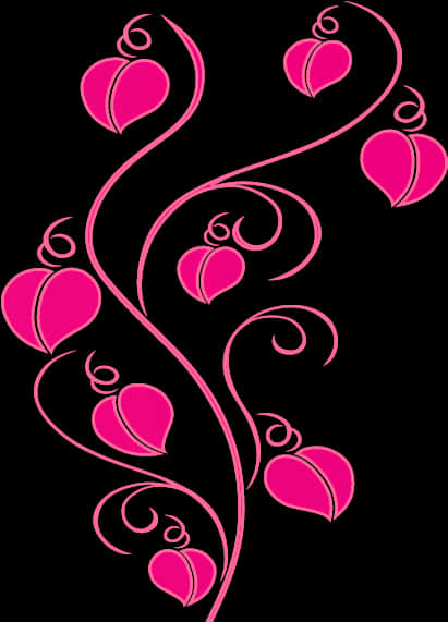 Pink Floral Abstract Art PNG Image