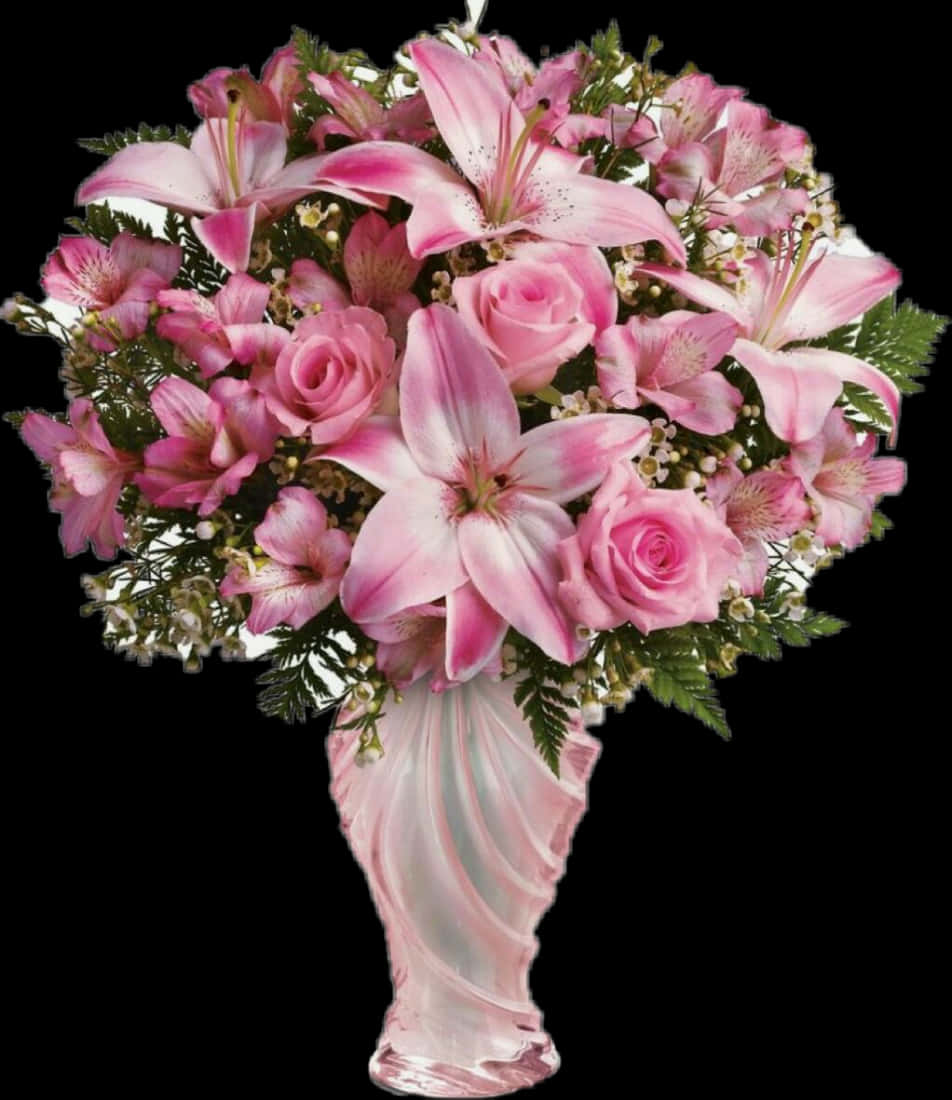 Pink_ Floral_ Bouquet_in_ Vase PNG Image