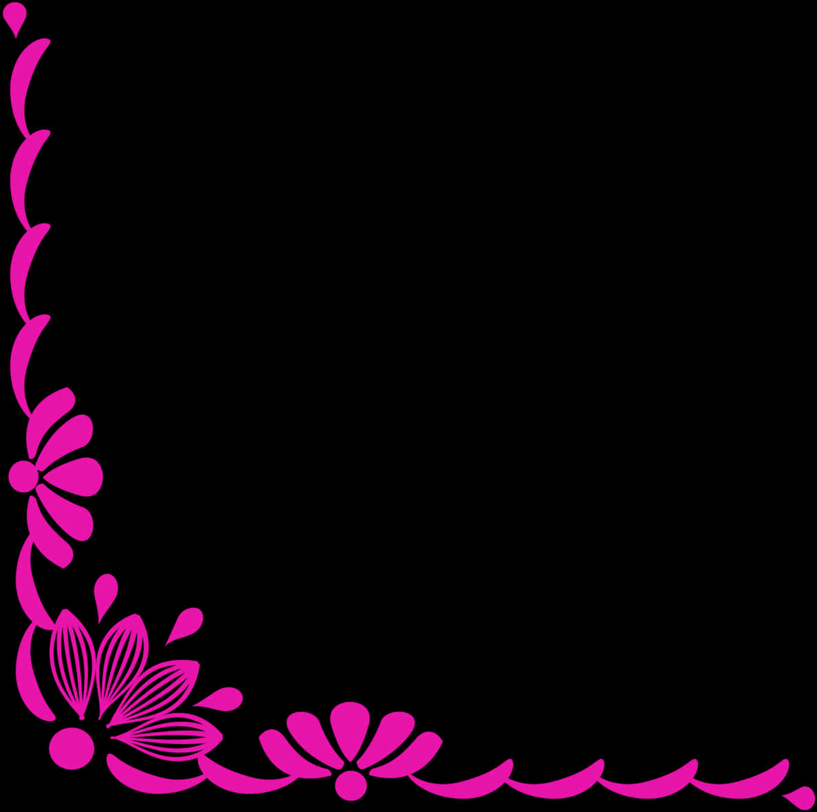 Pink Floral Corner Design PNG Image