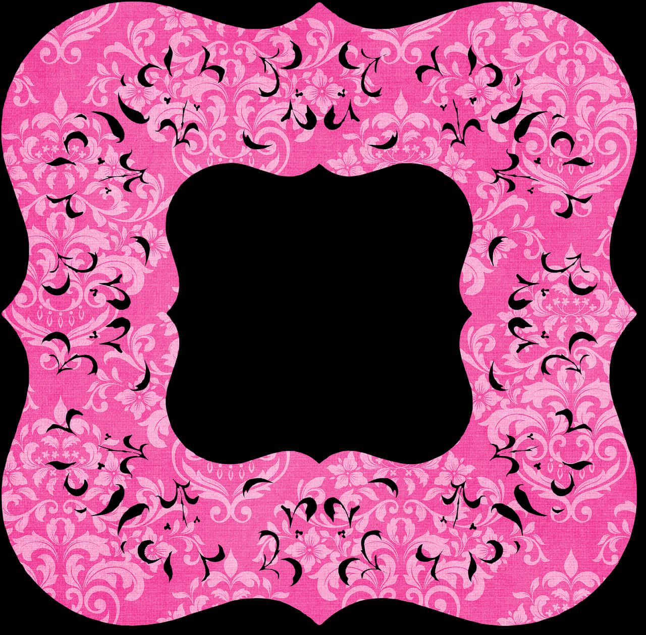 Pink Floral Frame Design PNG Image