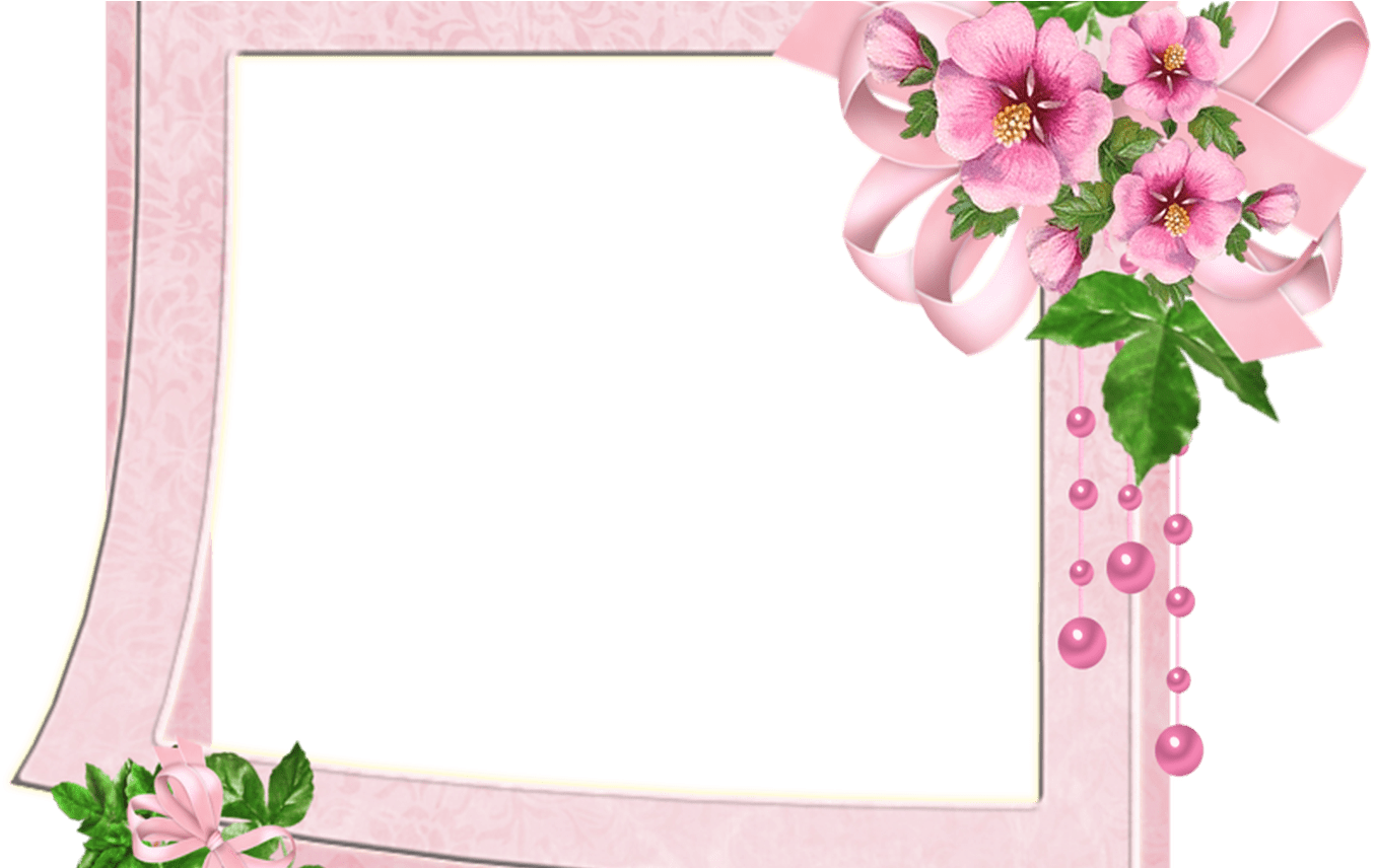 Pink_ Floral_ Frame_with_ Beads.png PNG Image