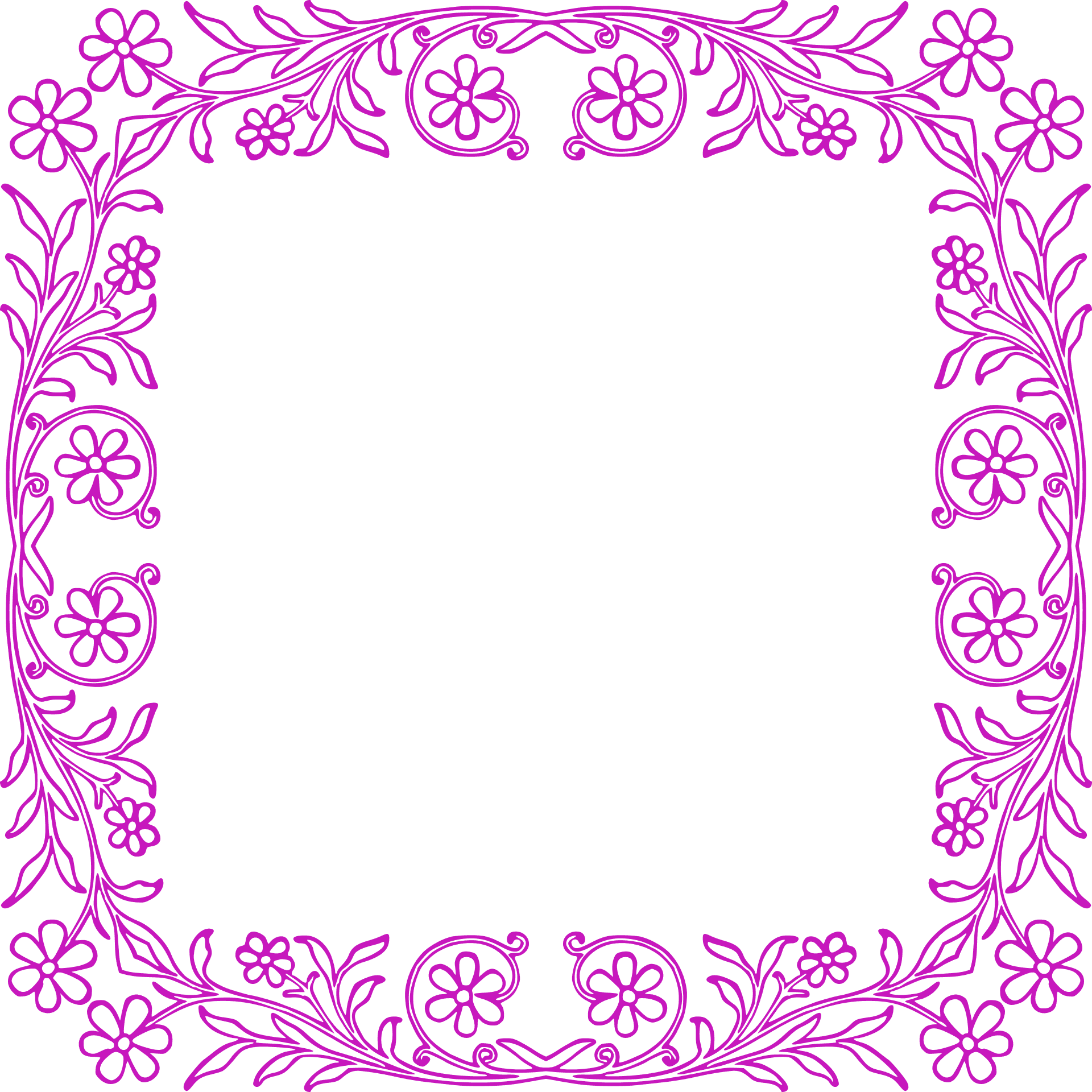 Pink Floral Frameon Blue Background PNG Image