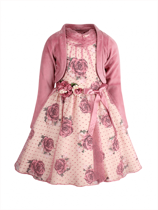 Pink Floral Girls Dress PNG Image