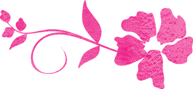 Pink Floral Silhouette Artwork PNG Image