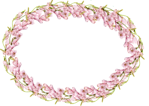 Pink Floral Wreath Frame PNG Image