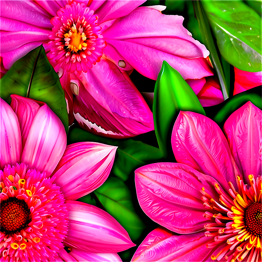 Pink Flowers Design Png Jyn PNG Image