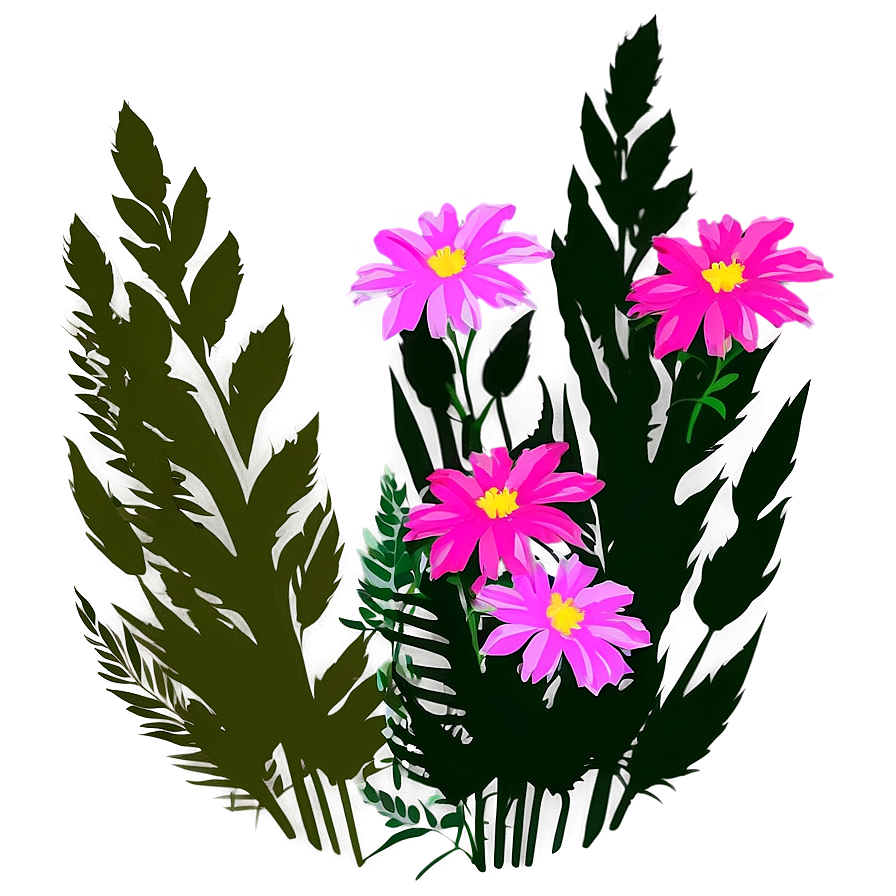 Pink Flowers Silhouette Png 05242024 PNG Image