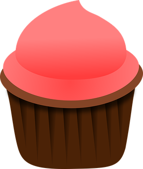 Pink Frosted Cupcake Graphic PNG Image