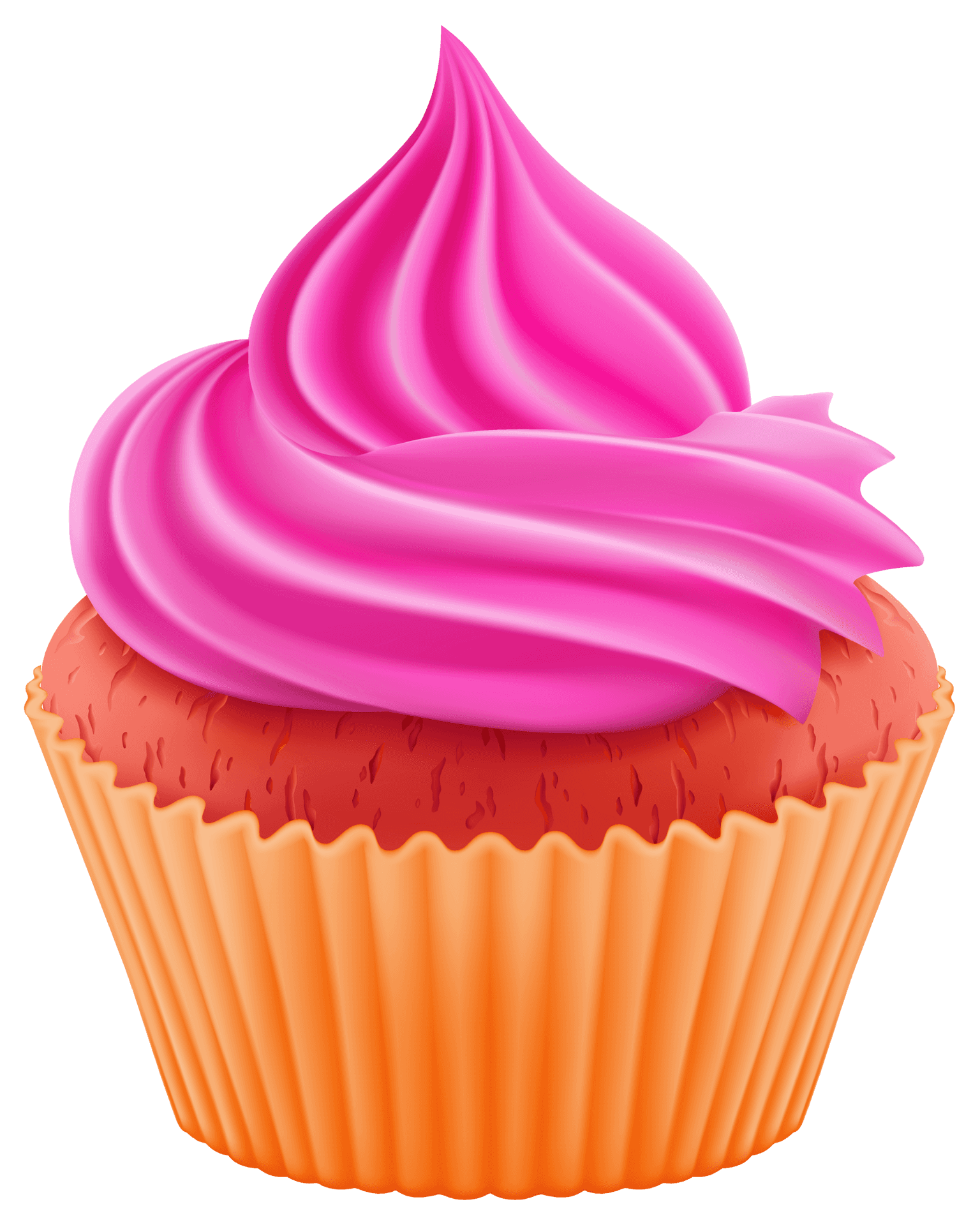 Pink Frosted Cupcake Illustration PNG Image