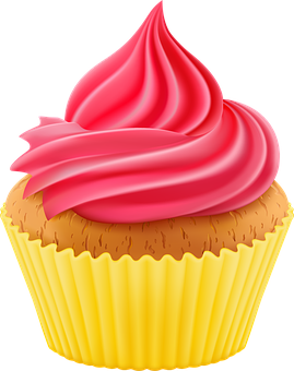 Pink Frosted Cupcake Illustration PNG Image