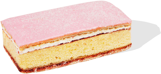 Pink Frosted Sponge Cake Slice PNG Image