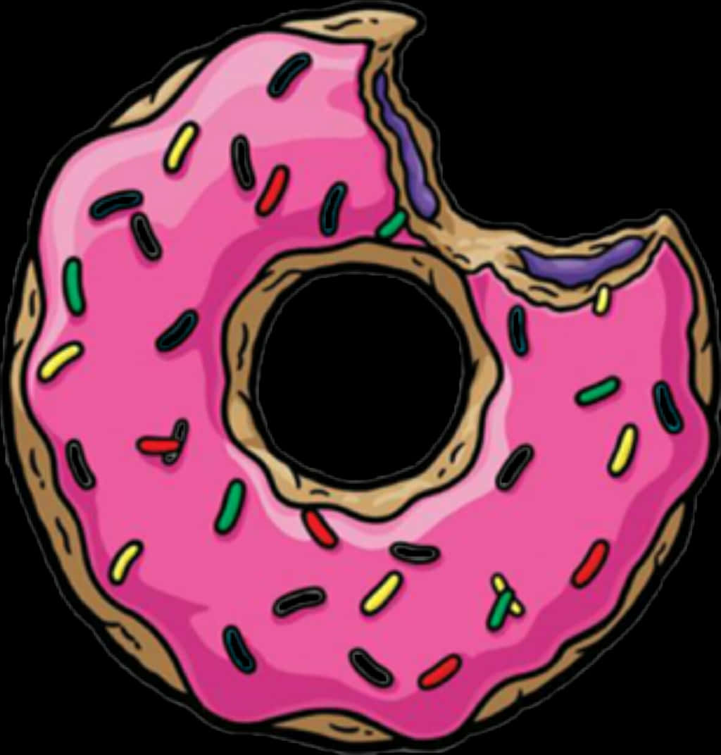 Pink Frosted Sprinkled Donut Illustration PNG Image