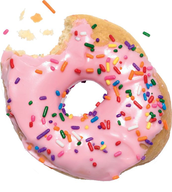 Pink Frosted Sprinkled Doughnut Bite PNG Image