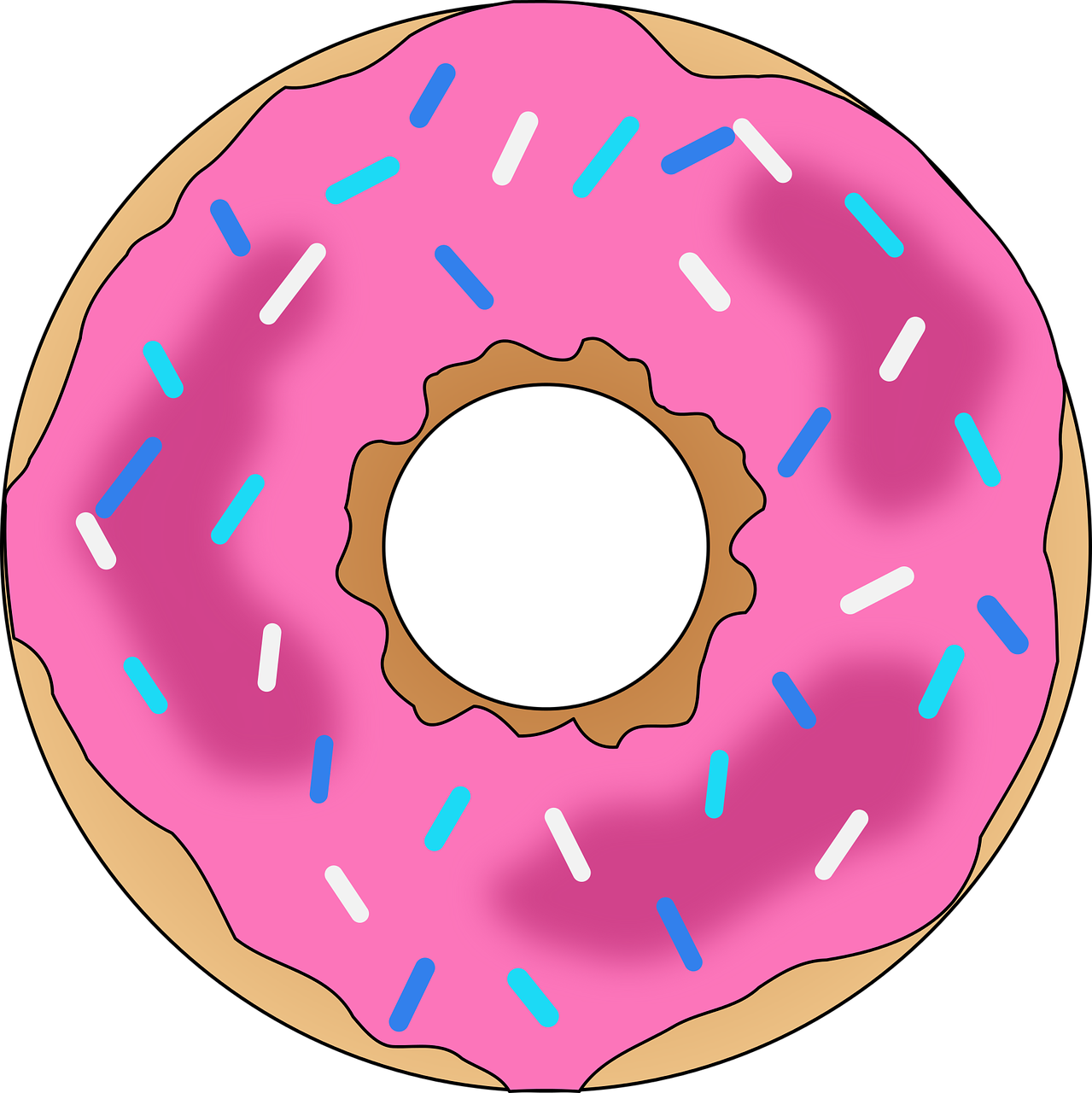 Pink Frosted Sprinkled Doughnut Illustration.png PNG Image