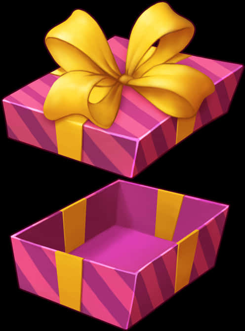 Pink Gift Boxwith Golden Ribbon PNG Image