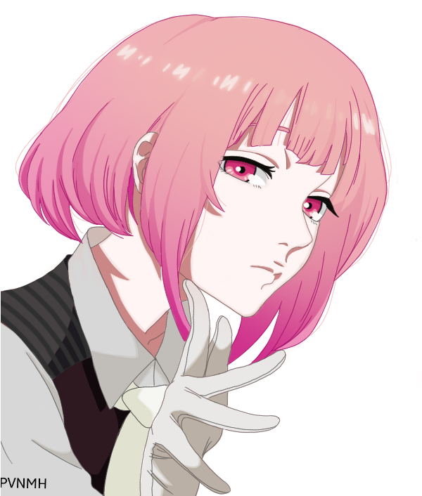 Pink Haired Anime Character Gesture PNG Image