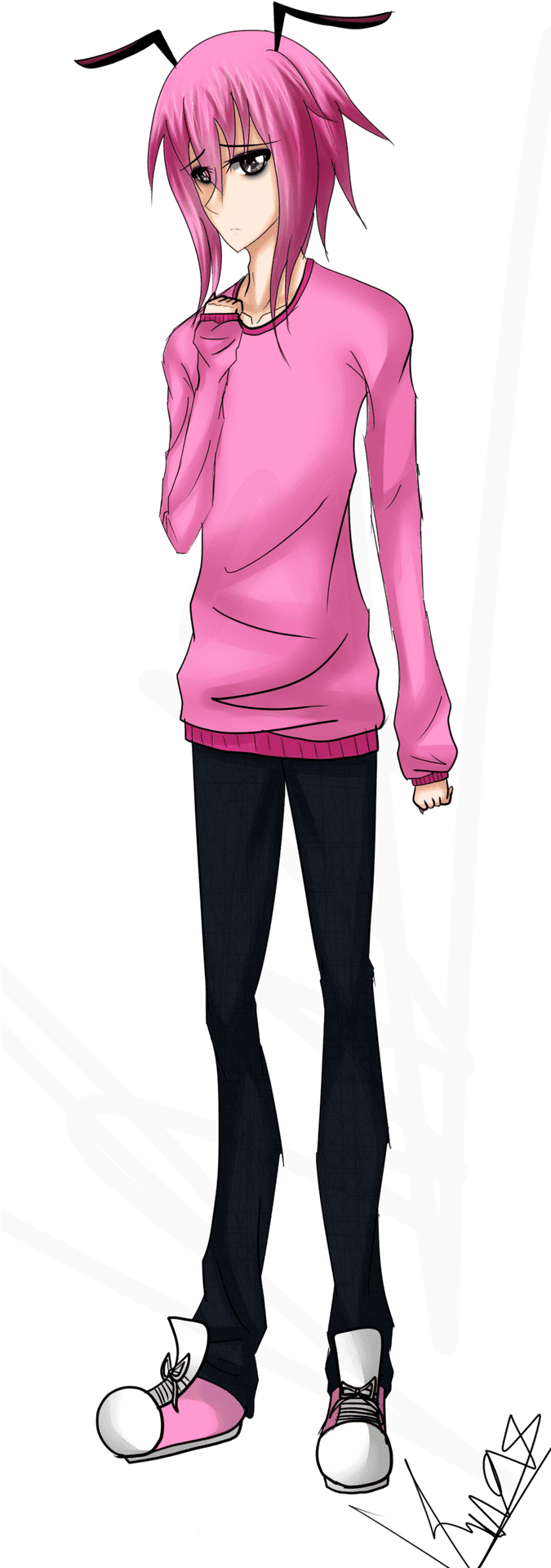 Pink Haired Anime Character Pose PNG Image