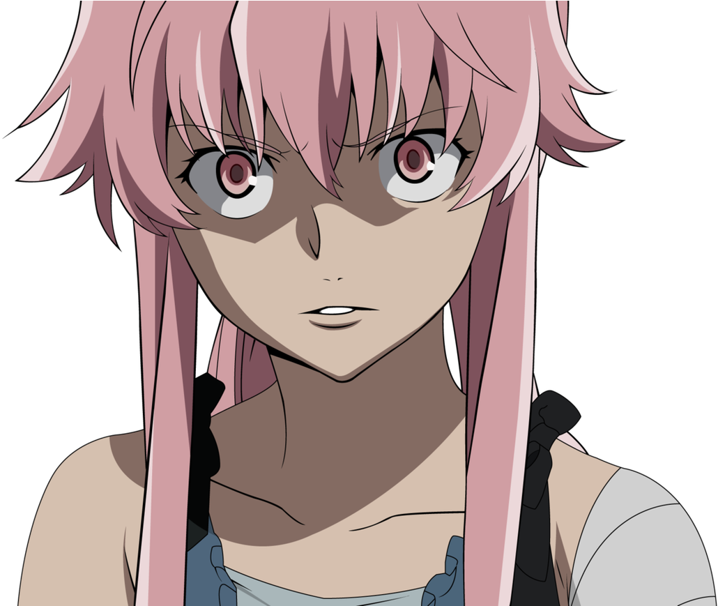 Pink Haired Anime Girl Yuno Gasai PNG Image