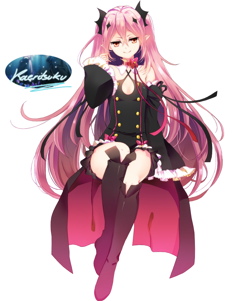 Pink Haired Anime Vampire Girl PNG Image