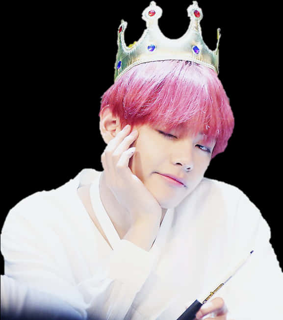 Pink Haired Kingwith Pen PNG Image