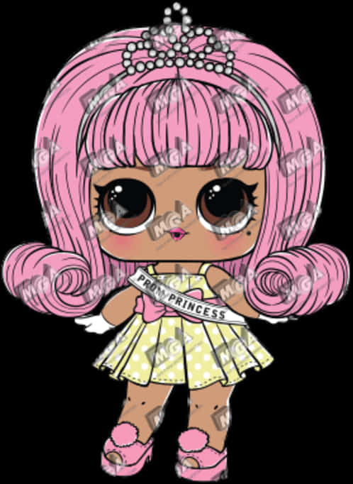 Pink Haired L O L Doll Princess PNG Image