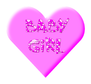 Pink Heart Baby Girl PNG Image