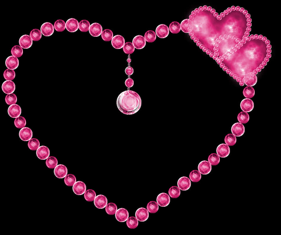 Pink Heart Bubbles Design PNG Image