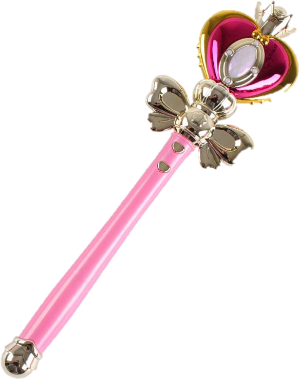 Pink Heart Crystal Magical Wand PNG Image