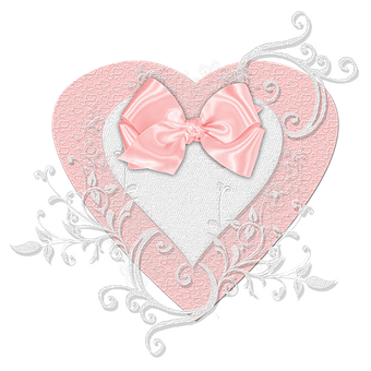 Pink Heart Designwith Bow PNG Image